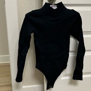 Aura Black Long Sleeve thong Bodysuit